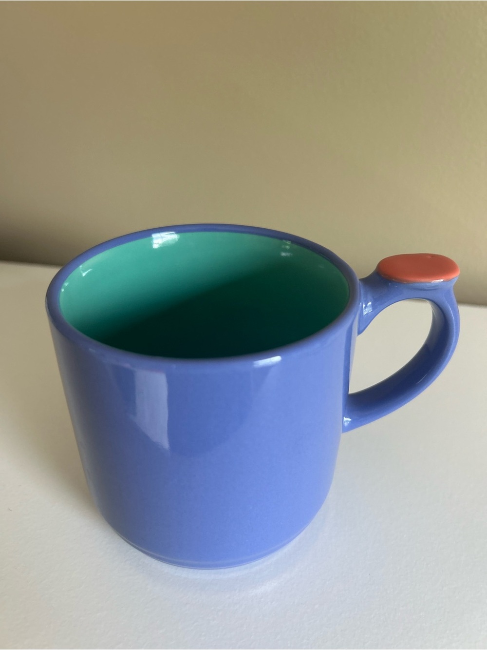 Vintage Nantucket Home Colorways Mug Blue Teal coral thumbprint tab